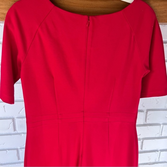 Talbots Round Neck Short Sleeve Ponte Sheath Back Zip Dress, Red, Size 4 - Picture 9 of 13